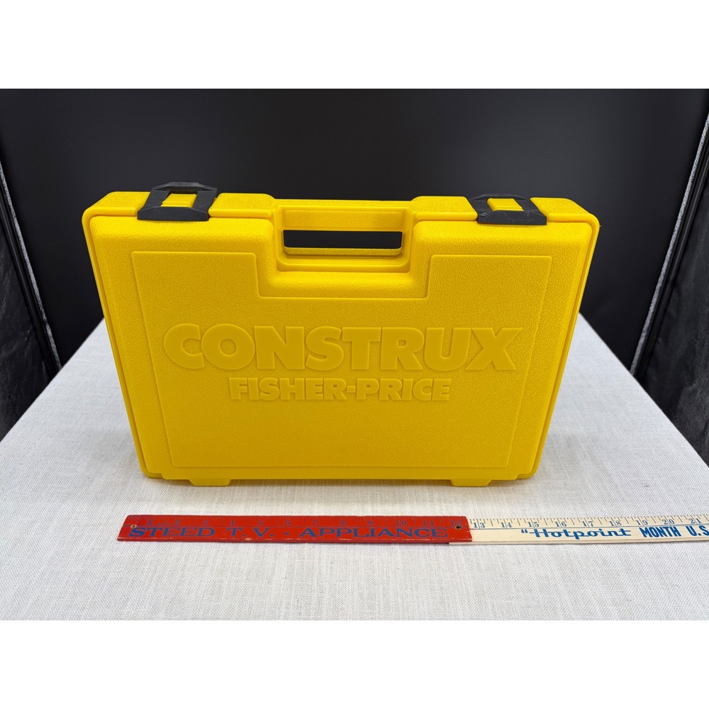 Vintage 1983 Fisher-Price Construx Yellow Plastic Storage Carrying Case USA Made